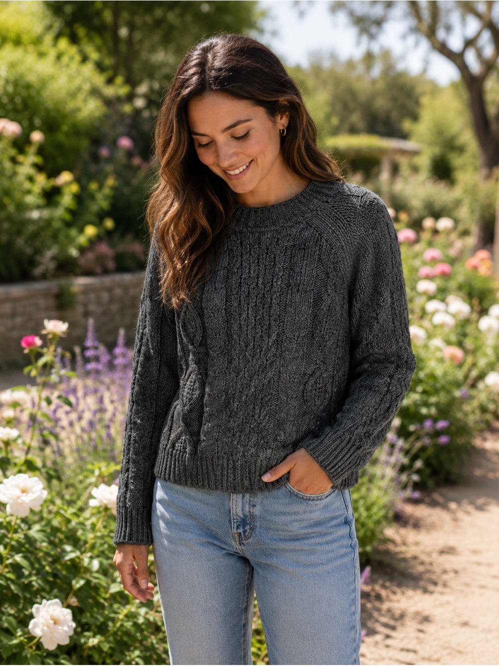 LUCKY BRAND Gray Chunky Knit Sweater